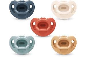NUK Timeless Comfy Orthodontic Pacifier, 0-6 Months, 5-Pack, Pink Assorted | Breast-Like Nipple Shape, 100% Medical-Grade Silicone, Heart-Shaped Shield, Supports Oral Development, BPA-Free