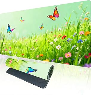 Nuxovilar Butterfly Flower Large Mouse Pad Gaming Mouse Pad Polyester 15.7x35.4 Inches for Home, Garden, Office, Cheerful Decor for Butterfly Enthusiasts