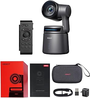 OBSBOT Tail Air & Smart Remote Combo, Streaming Camera with AI Tracking PTZ, Intelligent APP, Gesture Control, HDMI/USB-C/Wireless Webcam, Video Cameras for Filming, Worship, Content Creator, etc. | Intelligent APP, Gesture Control, HDMI/USB-C/Wireless We