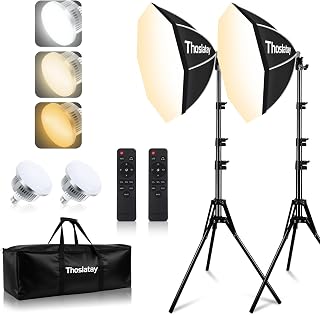 Octa Softbox Lighting Kit 2pack,Thoslatay 20in Soft Box Upgrade85W 2700-6400K 100V-240VLED Bulbs Professional Photography Light Kit,Photo Studio Lights for Photoshoot/Video Recording