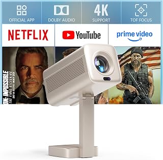 [Officially-Licensed APP & 2800 ANSI] Mini Projector with WiFi and Bluetooth, VOPLLS Smart Portable Outdoor Projector 4K Support with TOF Real-Time Focus, Native 1080P Movie Projector