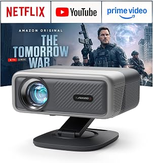 [Officially-Licensed APP & 4600ANSI] 4K Projector with WiFi and Bluetooth,3D Dolby Audio and Auto Focus Smart Overhead Projector,Outdoor Movie Home Theater Proyector with Omni-Adjustable Stand (grey)