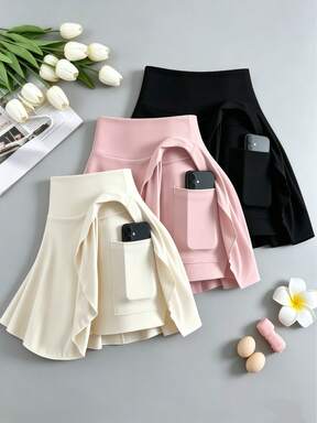 OKP PCS Women's Stretchable Sports Skirt With Pockets, Suitable For Daily Life, Cycling And Playing Sports Tennis Outfit Women $15.88 52% OFF