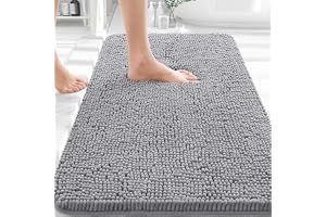 OLANLY Bathroom Rugs 30x20, Extra Soft Absorbent Chenille Bath Rugs, Rubber Backing Quick Dry, Machine Washable Bath Mats for Bathroom Floor, Tub and Shower, Home Decor Accessories, Grey