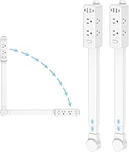 Olcorife Outlet Extender Stick, Power Strip with 6 Outlets & 4 USB Ports, Extends 22"-34", Rotates 180&deg;(90&deg; per Side), Home Dorm Essential for Nightstand, Couch and Desk (Pack of 2)