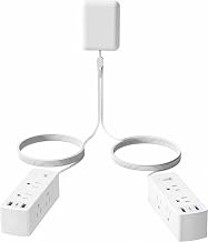 Olcorife Split Extension Cord with Outlet Cover (10FT, Dual 5FT), Flat Plug Power Strip with 6 Outlets and 3 USB Ports, Outlet Extender for Tight Spaces