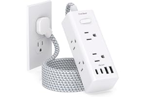 One Beat Surge Protector Power Strip, 5 Ft Flat Plug Extension Cord, 900J | 6 Outlets 4 USB Ports(2 USB C), Wall Mount Outlet Extender Small Power Strip for Travel Home Office College Dorm Room Station