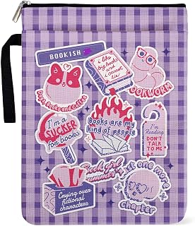 Just One More Chapter Skull Y2K Book Sleeve Pouch for Women Book Lovers, Book Covers 9 x 12 Inch with Zipper and Handle for Paperbacks, Book Club Sleeve Gifts for Librarian Lovers Bookish Group Club