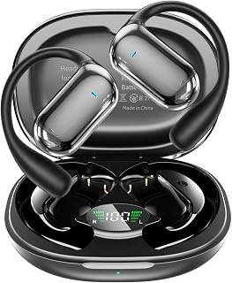 Open Ear Earbuds &ndash; 80Hrs Playtime with LED Display,OWS Open Ear Headphones with Real Time Translation,IPX7 Waterproof & Touch Control,Over Ear Earbuds with Ergonomic Earhook for Running,Cycling,Sports