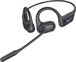 Open Ear Headphones with Mic, Air Conduction Wireless Bluetooth Headset for Work, Driving & Office