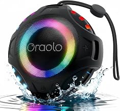Oraolo Bluetooth Speaker, IPX7 Waterproof Portable Bluetooth Speaker with 15W Immersive Audio, 30H Playtime, Bluetooth 5.3, Support TWS, LED Light, Wireless Speakers for Outdoor Home