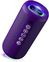 Ortizan Portable Bluetooth Speaker: IPX7 Waterproof, 24W Loud Sound, Deep Bass, Bluetooth 5.3, LED Lights, Wireless Stereo Pairing, 30H Playtime, for Home/Outdoor/Party/Beach, Birthday Gift, Purple