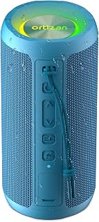 Ortizan Wireless Portable Bluetooth Speaker, IPX7 Waterproof, Dustproof and Rustproof, Powerful 24W Sound, Enhanced Bass, 30-Hour Battery, 360&deg; Party Light, and Stereo Pairing (BT 5.3), Gifts - Blue