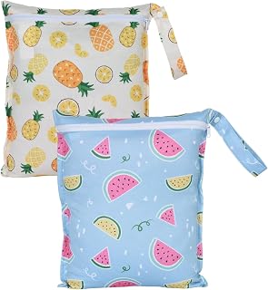 OTraki 2 Pack Waterproof Wet Bags for Baby 12x14 inch Reusable Travel Bags