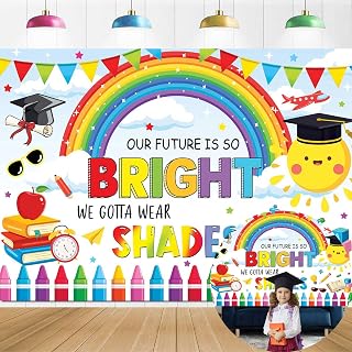 Our Future is So Bright We Gotta Wear Shades Backdrop 7x5FT Kindergarten Preschool Graduate Photography Background Kids Class of 2026 Graduation Party Decorations Supplies Photo Props