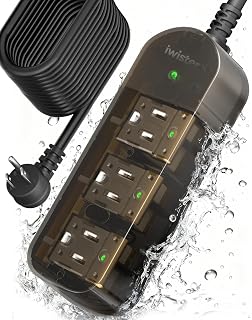 Outdoor Power Strip, 3 AC Outlets, 25 FT, 1625W/13A High-Power Single-Device Use, with Anti-Electric Shock & IPX6 Waterproof, Ideal for Backyard, Patio, Garage, Kitchen, Workshop, NO Switch