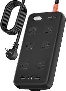 Outdoor Waterproof Power Strip IPX6, 15FT Extension Cord with 6 AC & 4 USB | 1625W/13A, 2 USB A & 2 USB C Ports, Anti-Electric Shock, Wall Mountable for Kitchen, Laundry, Workshop and Porch, UL Listed