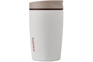 Owala SmoothSip Slider Insulated Stainless Steel Coffee Tumbler, Reusable Iced Coffee Cup, Hot Coffee Travel Mug, BPA Free 12 oz, Vanilla Bean