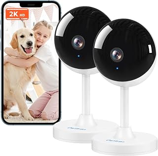 owltron Indoor Security Camera, 2K Cameras for Home Security with Motion Detection, Pet Cam & Baby Monitor with Night Vision, 2.4 GHz WiFi Two-Way Talk, Cloud/SD Storage, Compatible with Alexa