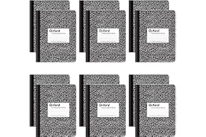 Oxford Composition Notebooks, School Supplies, Notebooks for School, College Ruled Paper, 9-3/4 x 7-1/2 Inches, School Comp Book, Black Marble Covers, 100 Lined Sheets, 12 per Pack (63796)