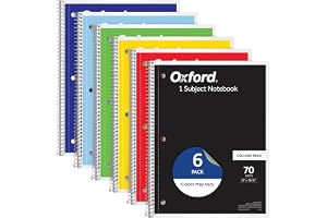 Oxford Spiral Notebook 6 Pack, 1 Subject, College Ruled Paper, 8 x 10-1/2 Inch, Color Assortment Design May Vary (65007)