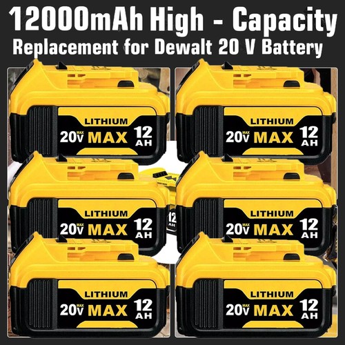 Pack 12.0AH For DeWalt 20V 20 Volt Max XR Lithium Ion Battery DCB206-2 DCB205-2