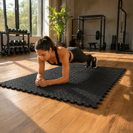 Pack 4 piso goma eva encastrable bordes 60x60cm 10mm negro texturizado alta densidad premium antideslizante impermeable absorcion impacto resistente no toxico gimnasio fitness yoga pilates tatami hoga