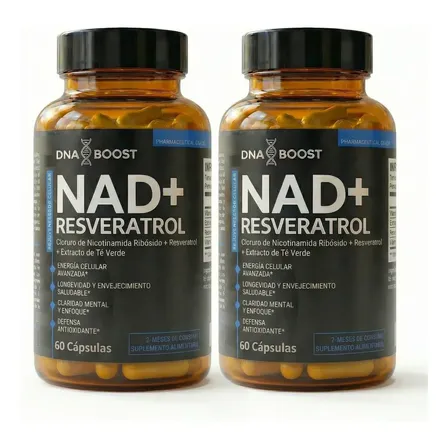 Pack X2 - 4 Meses Nad+ Resveratrol Antienvejecimiento X60 Sin Sabor