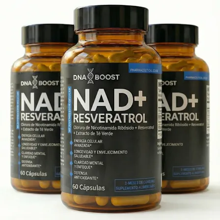 Pack X3 - 6 Meses Nad+ Resveratrol Antienvejecimiento X60 Sin Sabor