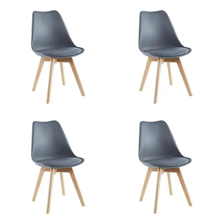 Pack X4 Sillas De Comedor Tulip Gris