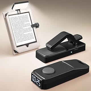 Page Turner Remote for Kindle with Reading Time Tracker and Book Light Rechargeable for Kindle/ipad Reading in Bed, No Need to Remove Your Case (Black)