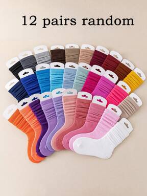 Pairs/Set Children's Casual Solid Color Socks, Girls' Candy-Colored Cute Pink Sweet Princess Style Socks,Four-Season Children's Socks,Random Colors $4.37 28% OFF