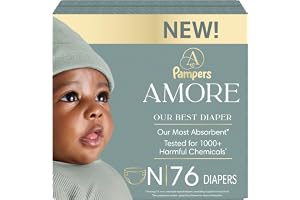 Pampers Amore, Size 0 (up to 10 lbs), 76 Count, Our Best Diaper &ndash; Hypoallergenic & Fragrance Free, Up to 100% Leakproof, Soft as Cashmere