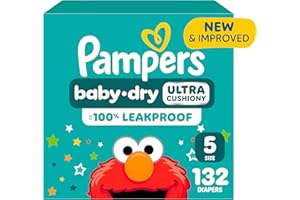 Pampers Diapers - Baby Dry - Size 5, 132 Count, Absorbent Disposable Infant Diaper (Packaging May Vary)