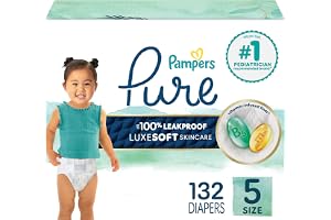 Pampers Pure Baby Diapers, Size 5 (27+ lbs), 132