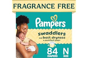 Pampers Swaddlers Diapers, Size 0 (up to 10 lbs), 84 Count, Hypoallergenic, Absorbent, Keeps Baby Dry and Comfortable, Skin Safe Disposable Newborn Baby Diaper