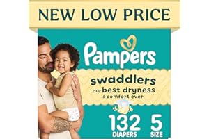 Pampers Swaddlers Diapers, Size 5 (20-37 lbs), 132 Count, Hypoallergenic, Absorbent, Keeps Baby Dry and Comfortable, Skin Safe Disposable Baby Diaper