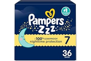 Pampers ZZZ Overnight Diapers, Size 7 (41+ lbs), 36 Count, Nighttime Protection Disposable Baby Diaper, Night Time Leak and Skin Protection