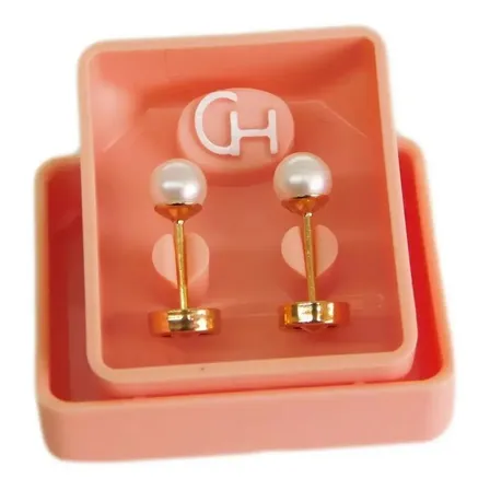 Par Abridores Ch Perno Oro 18kts Bebe Perlas Chicas 4mm 310 Oro 18k