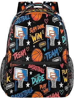Pardick Graffiti Basketball Backpacks for Women Men, Travel Laptop Back Pack Waterproof Bookbags Adults Backpack with Multiple Pocket