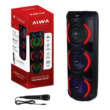 Parlante Aw-t381 Torre Bluetooth Negro 8'x3 Potente 7000 PMPO