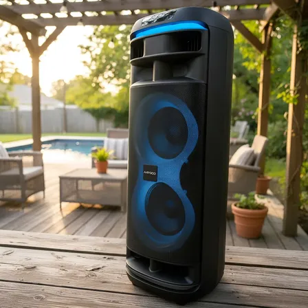 Parlante Torre Doble Portatil Gran Potencia 10000w Radio Fm Negro