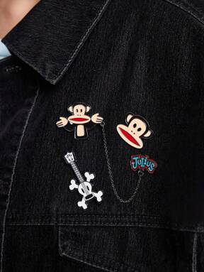 Paul Frank X SHEIN pcs/Set Zinc Alloy Funny & Cute Letter Style Decorative Brooch Pins $4.00 15% OFF