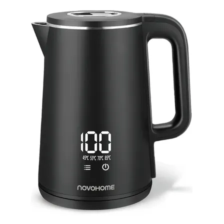 Pava El&eacute;ctrica Digital Novohome 2 Litros Pantalla Tactil Color Negro Acero Inoxidable Gran Capacidad XL
