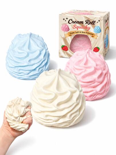 pc Boxed Cream Roll Squishy Toy, Gel-Filled Non-Rebound Malleable Dessert Squeeze Fidget Toy, Soft Stretchable Stress Relief Desk Toy, Suitable For Kids, Teens, Adults, Party Favors, Gift Bag Fillers, Classroom Prizes, Birthday Gifts $.44