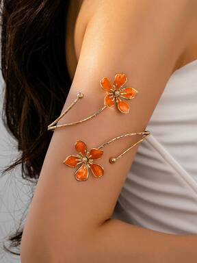pc Floral Pendant Europe And America Fashion Chic Style Women Vacation Outfit Open Cuff Bracelet $2.9 9% OFF