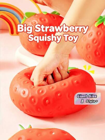 pc Giant Realistic Strawberry Squishy Toy Stress Relief Decompression Squeeze Fruit Soft Slow Rising Reusable For Adults Office Desk Decor $2.57