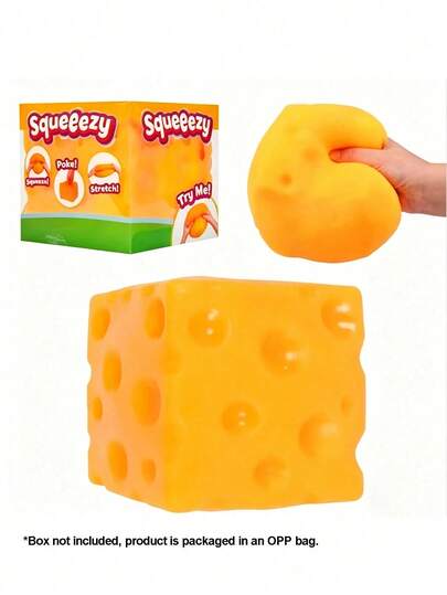 pc Large Realistic Cheese Squeeze Toy, Slow Rebound Creative Tofu Ball Handheld Stress Ball, Adult Gag Gift, Novelty Squeeze Toy, Perfect Birthday Or Holiday Gift, Aesthetic, Mood-Boosting $2.72