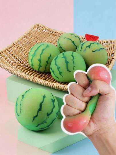pc Realistic Red Heart-Shaped Watermelon Squishy Stress Ball, Silent Anxiety Relief, Portable Sensory Vibration Decompression Toy, Soothing Mood Improver, Ideal Holiday Gift $2.90
