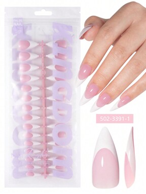 Pcs White French Long Stiletto Press On Nail 15 Size False Nail Tips Professional Pre-Primed With 3-In-1 Top Coat Soft Gel Artificial Nail For Diy Manicure Nails Nail Supplies Nails $3.16 Flash Sale